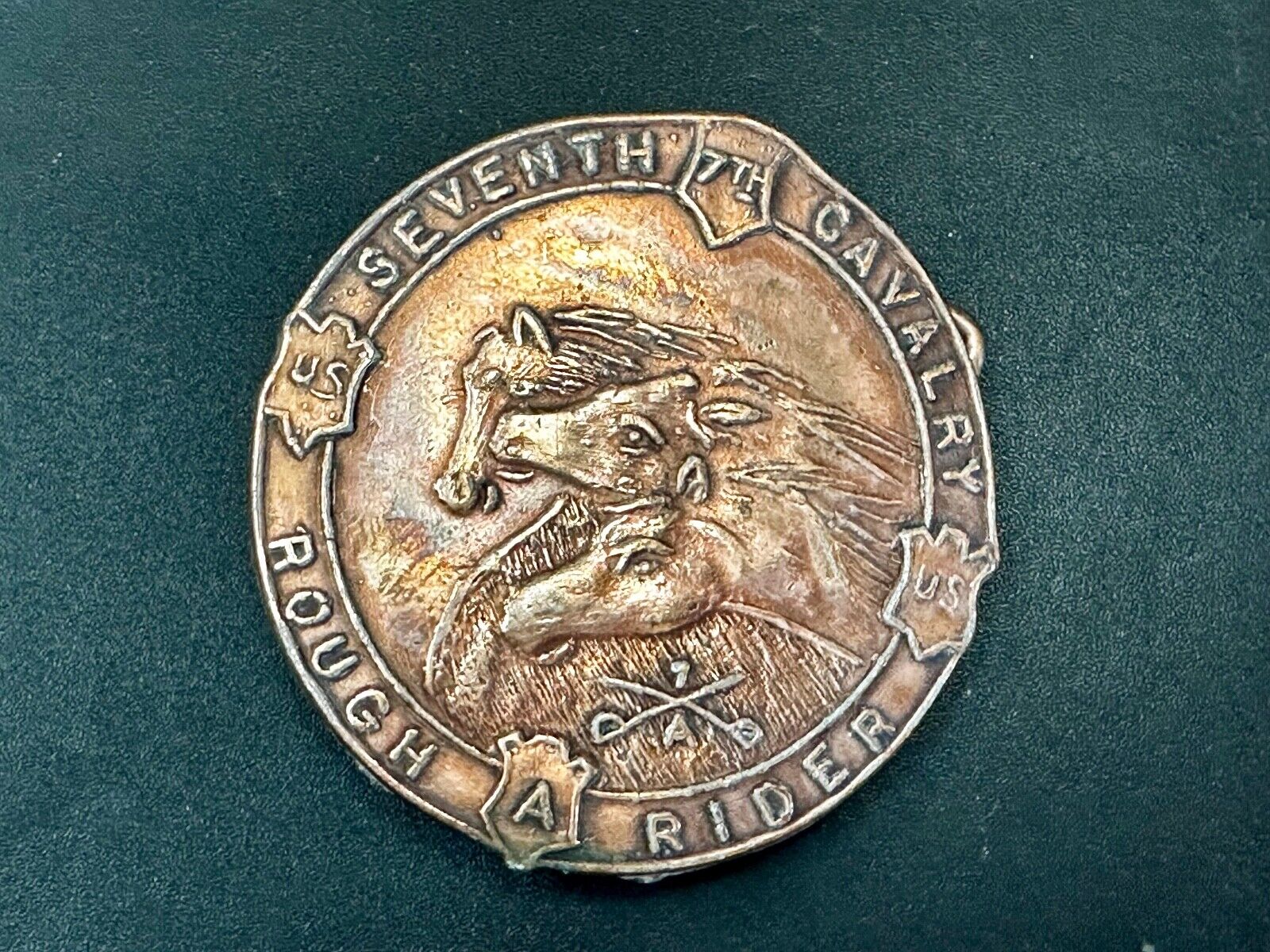 7th Seventh Cavalry Rough Rider Horse Head Vintage Belt Buckle