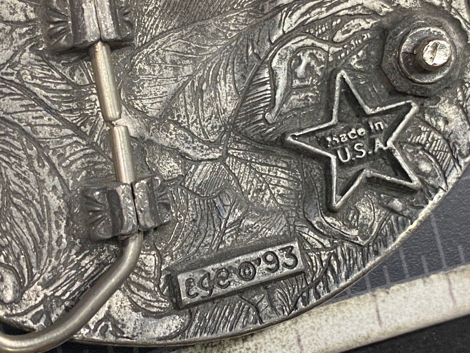 1993 Patriotic American Bald Eagle Western Diamond Cut Pewter Belt Buckle