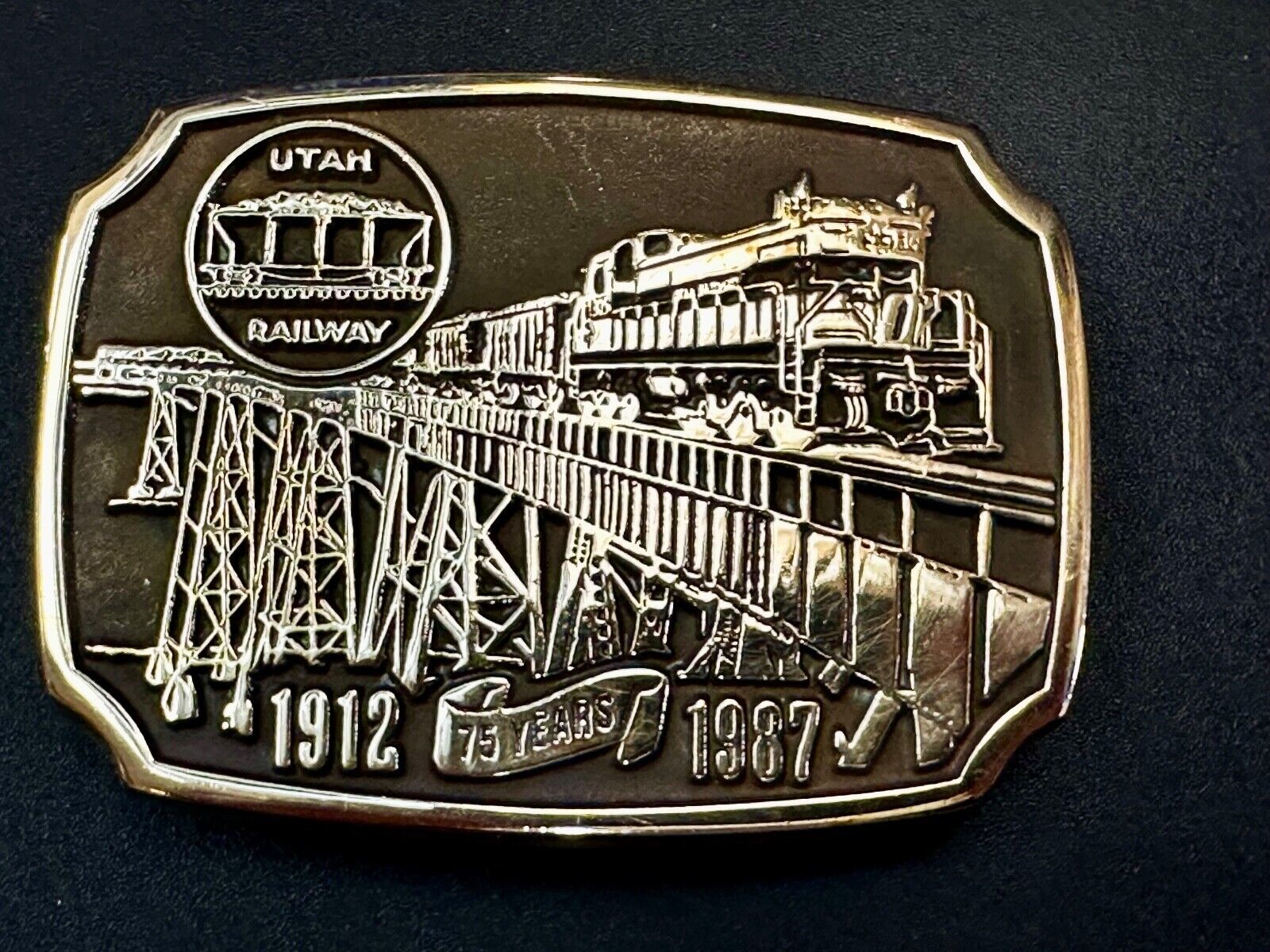 Utah Railway Train Rail Road 75 year Celebration 1897 Anacortes Belt Buckle