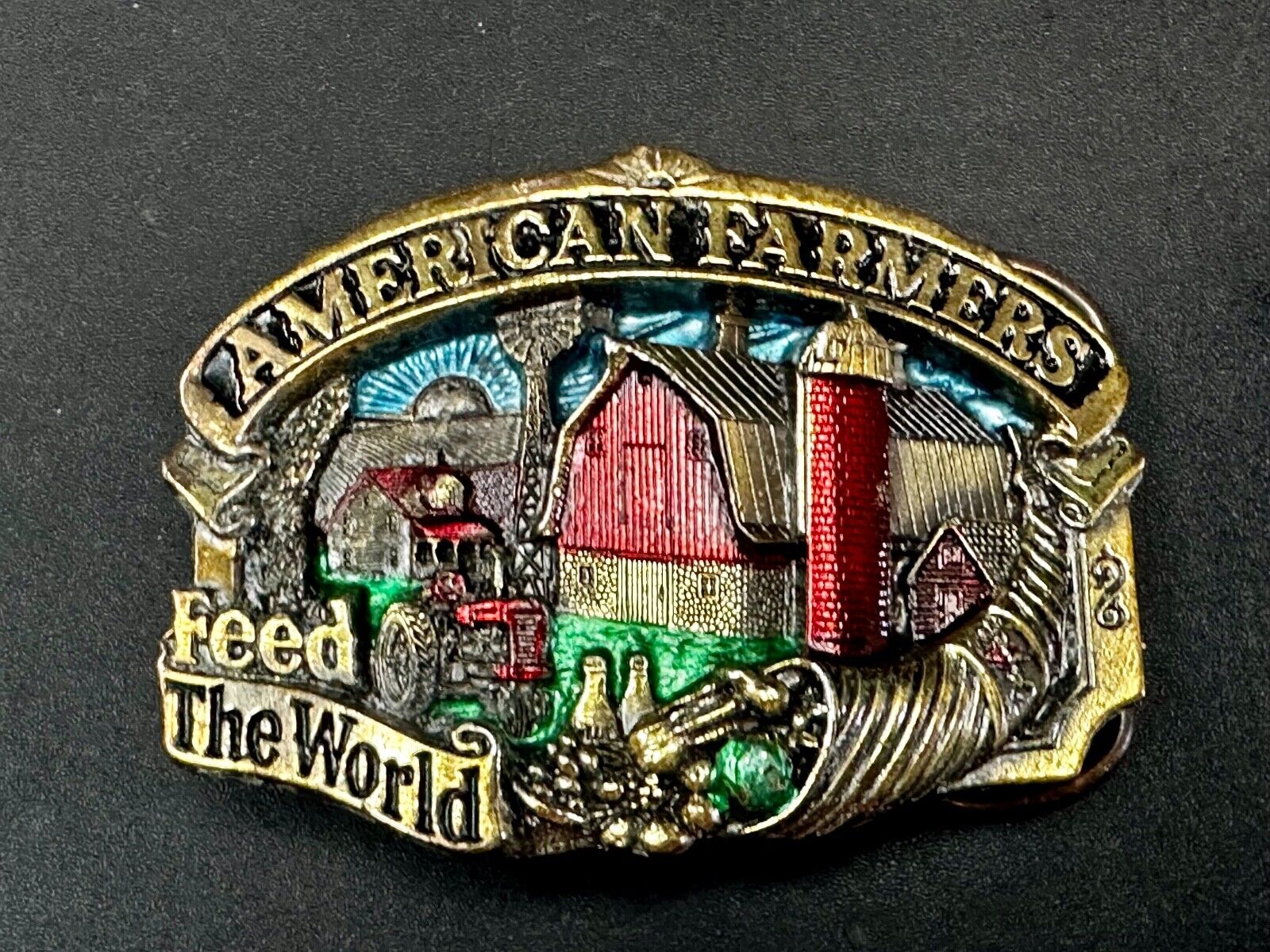 American farmers feed the world Vintage 1984 The Great American Belt Buckle Co