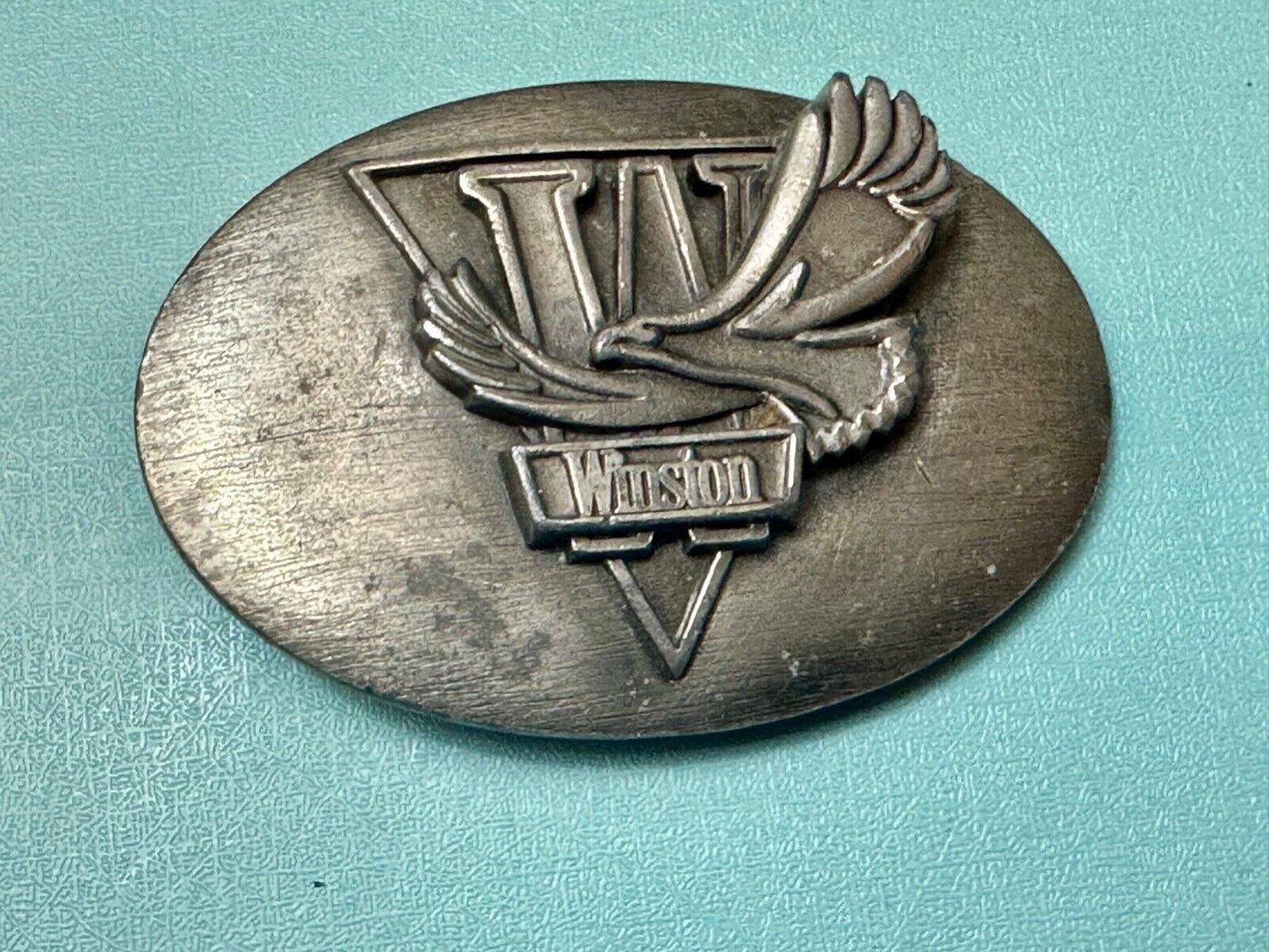 **WINSTON** CIGARETTES TOBACCO ADVERTISING VINTAGE 1970s PEWTER BELT BUCKLE