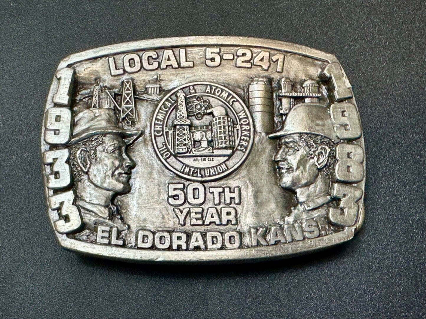 Vintage  1983 El Dorado Kansas Local union 5 241 50th yr celebration belt buckle