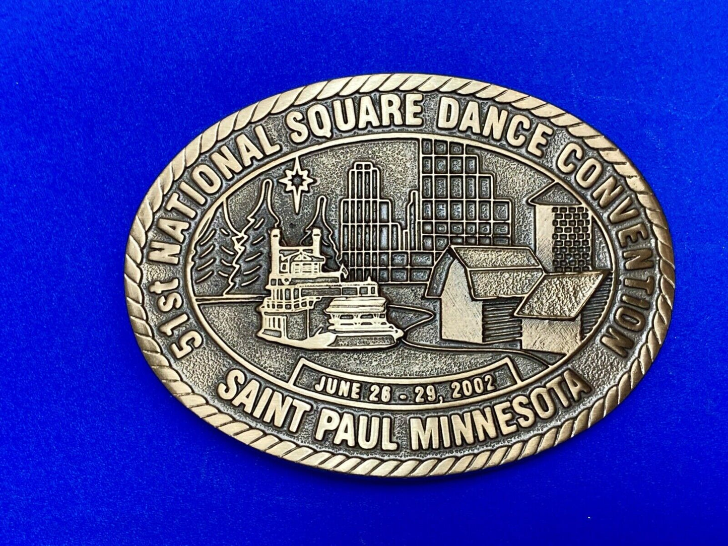 51st National Square Dance Convention belt buckle  Saint Paul Minnesota, 2002