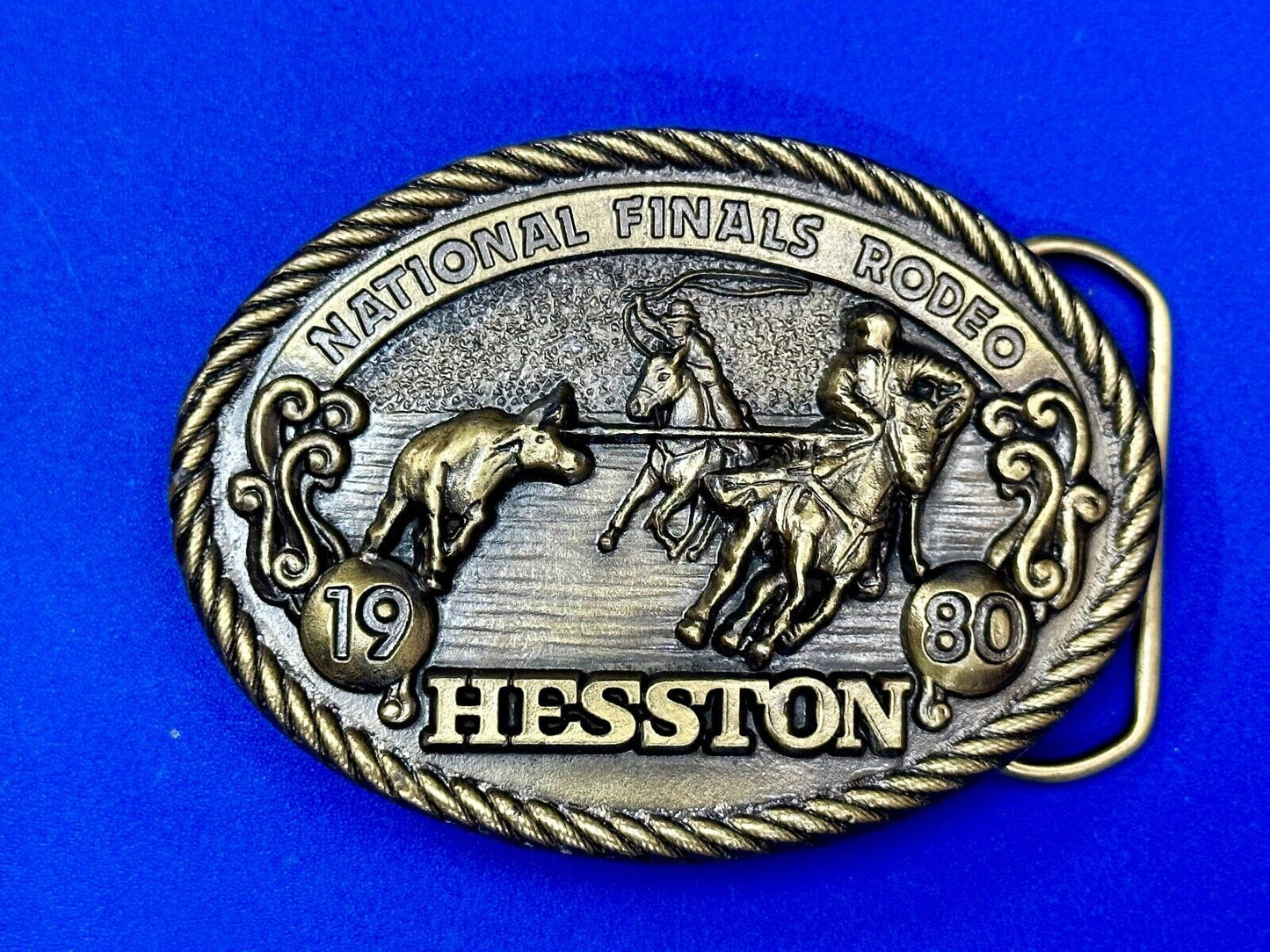 1980 Hesston National Finals Rodeo NFR Collectors Rodeo Cowboy Belt Buckle