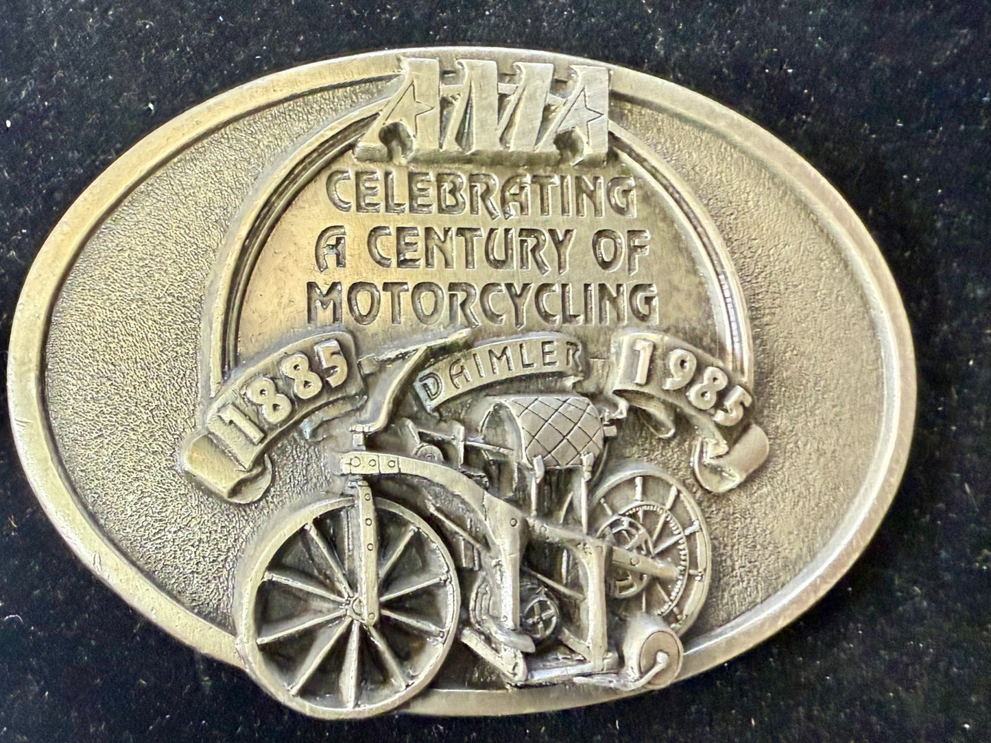 AMA American Motorcyclist Association A Century of Motorcycling Vtg. Belt Buckle