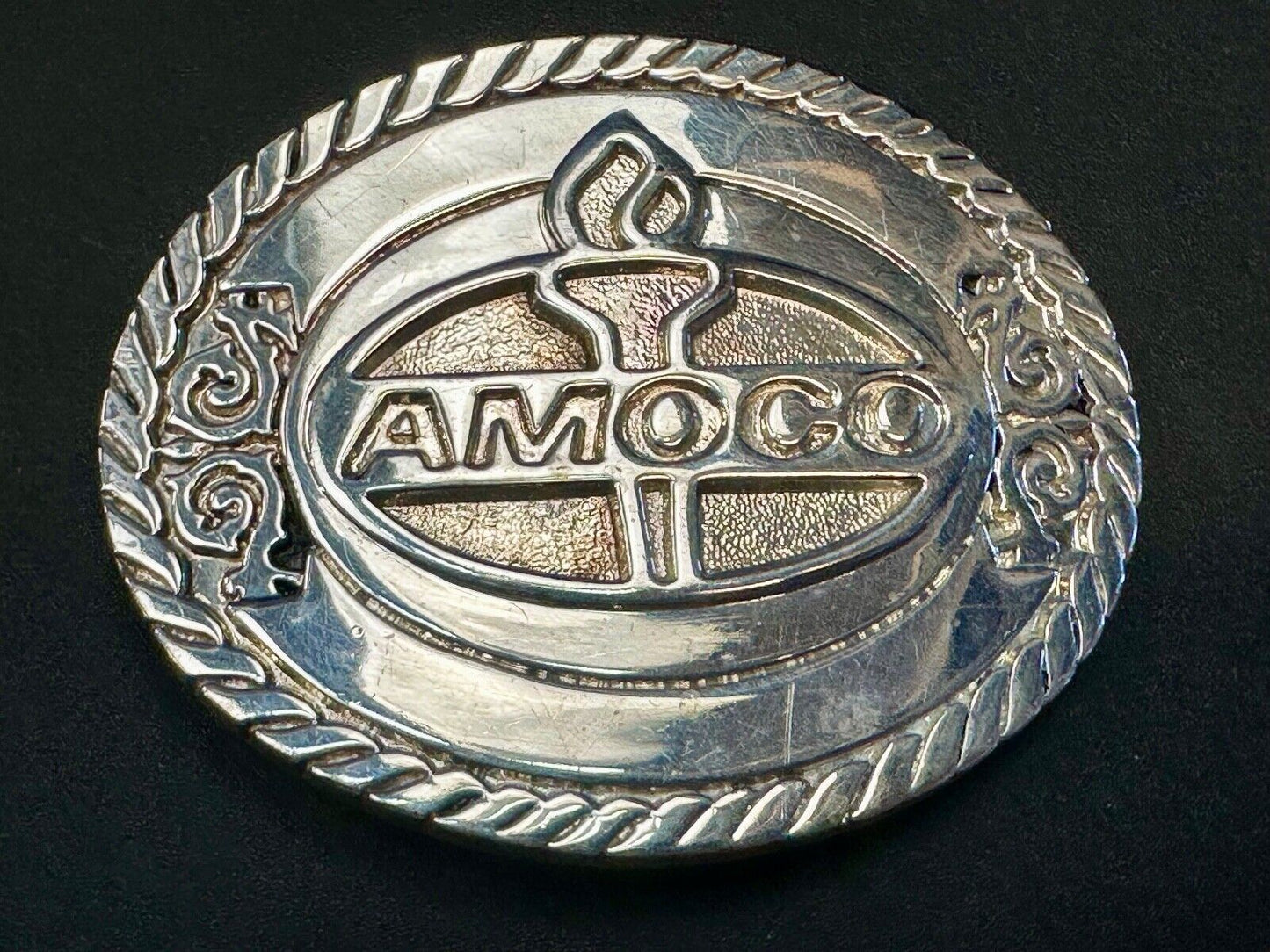 Amoco Oil Gas Mining Fuel Company logo Vintage 1981 belt buckle by by OC tanner