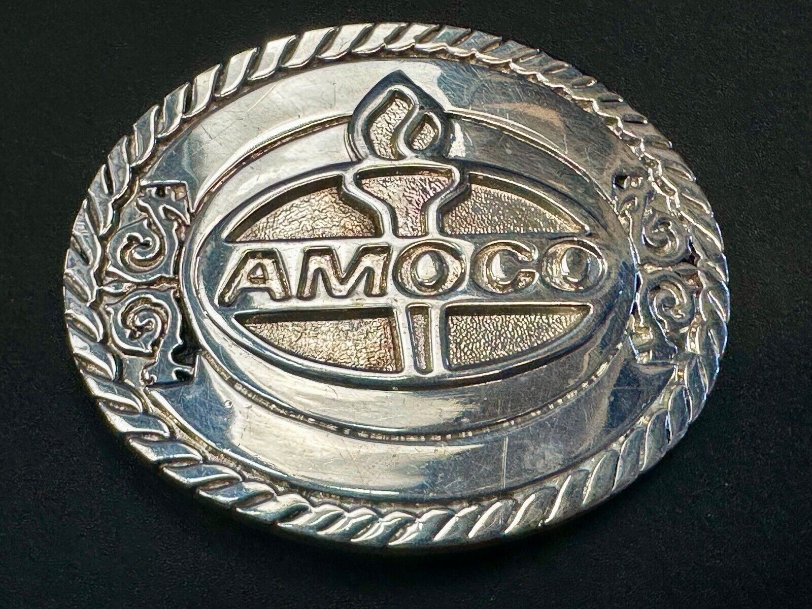 Amoco Oil Gas Mining Fuel Company logo Vintage 1981 belt buckle by by OC tanner