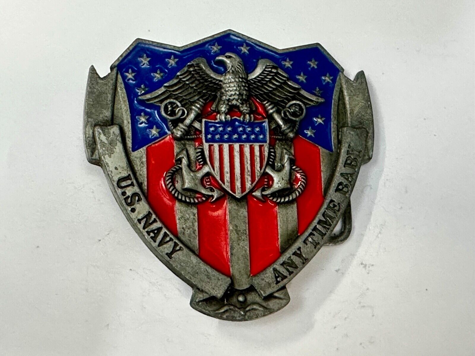 Anytime Baby - US Navy United States Military Flag Colors Cutout Belt Buckle