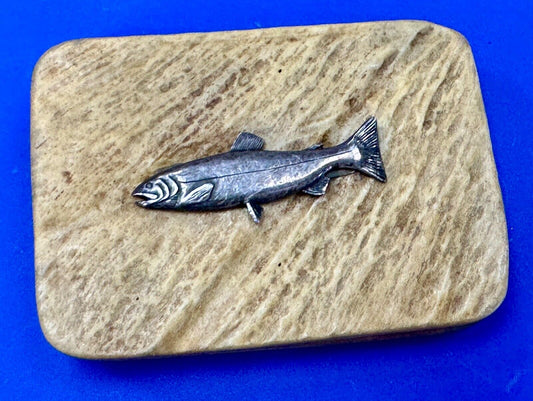 Trout Fish - vintage Native American Indian ART belt buckle - Elemore Alaska