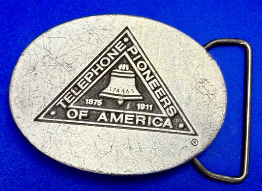 Telephone Pioneers of America Silver Color Commemorative Belt Buckle