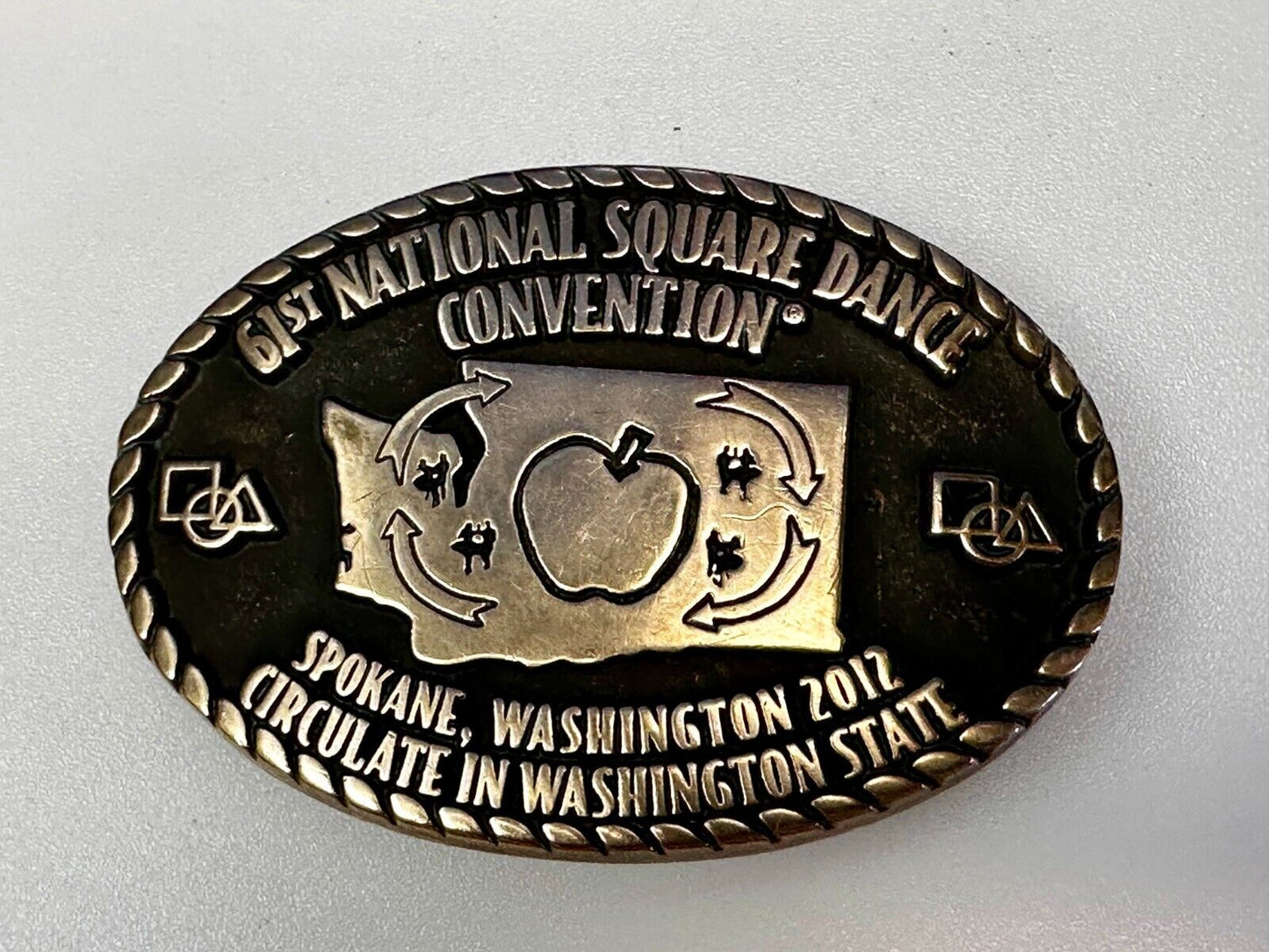 61st National Square Dance Convention Circulate in WA State Spokane Belt Buckle