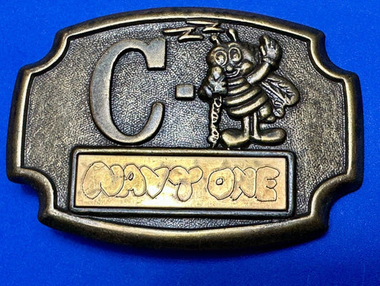 U.S. NAVY SEABEE Letter and Animal - COMBAT WARFARE HERO BELT BUCKLE