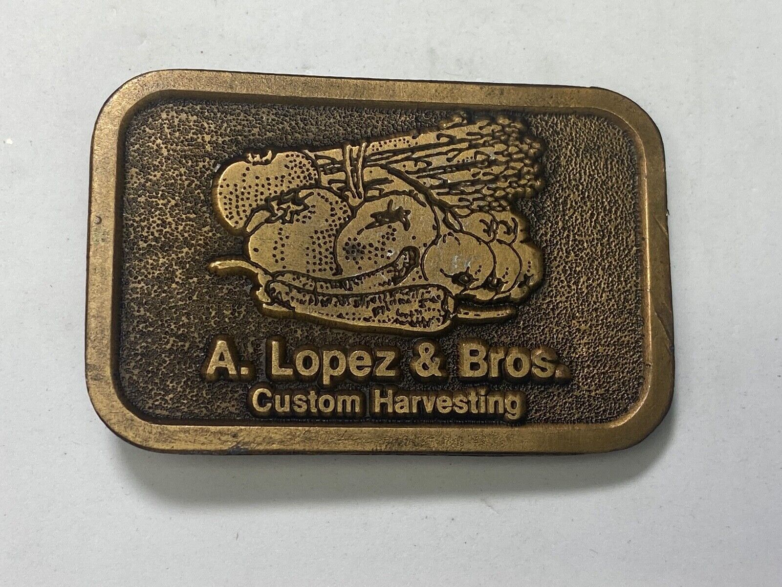 A Lopez And Bros - Custom Harvesting Farming Farm Agriculture Belt Buckle 