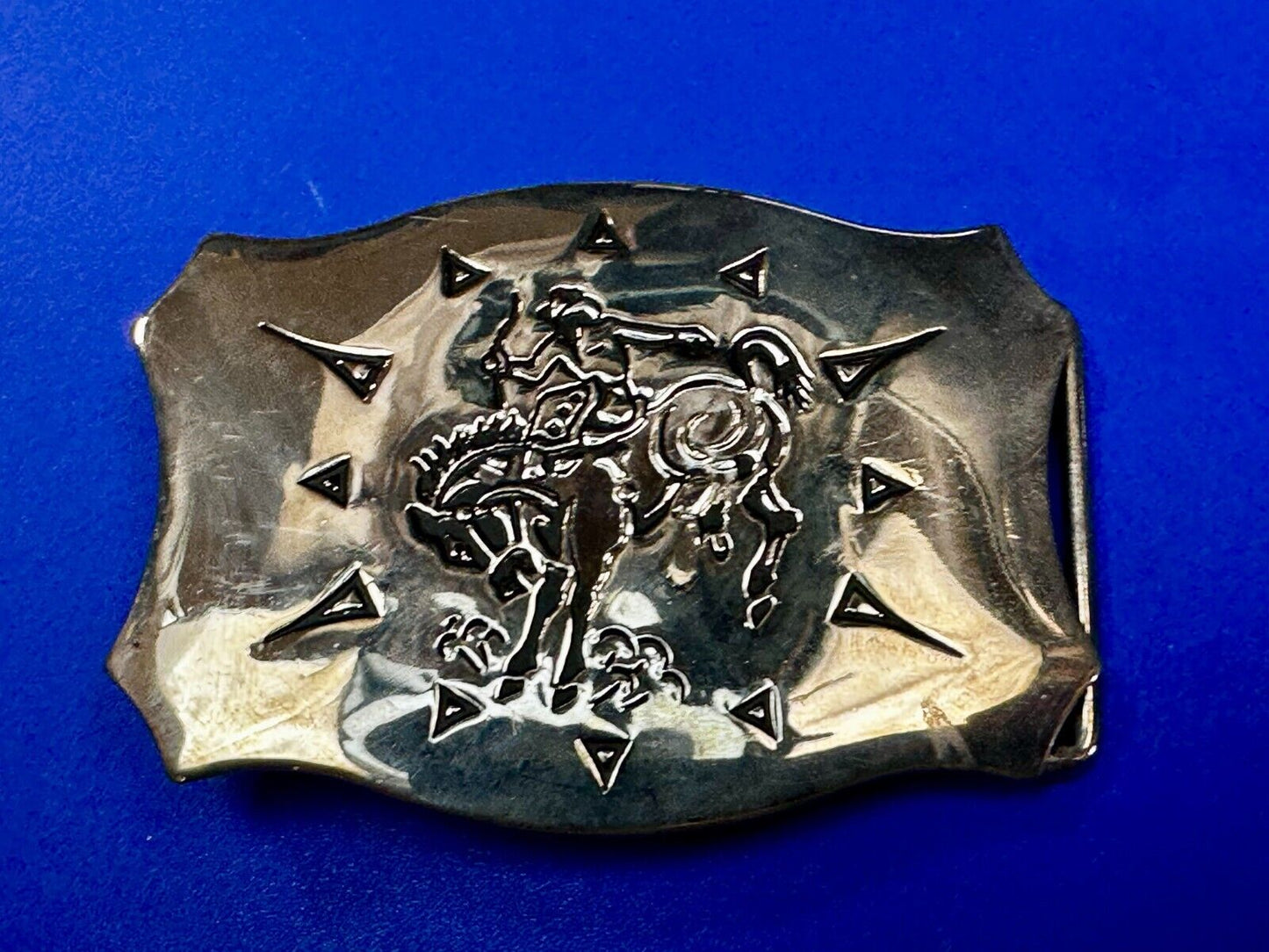 Vintage Cowboy Saddle Bronc western belt buckle by Chambers