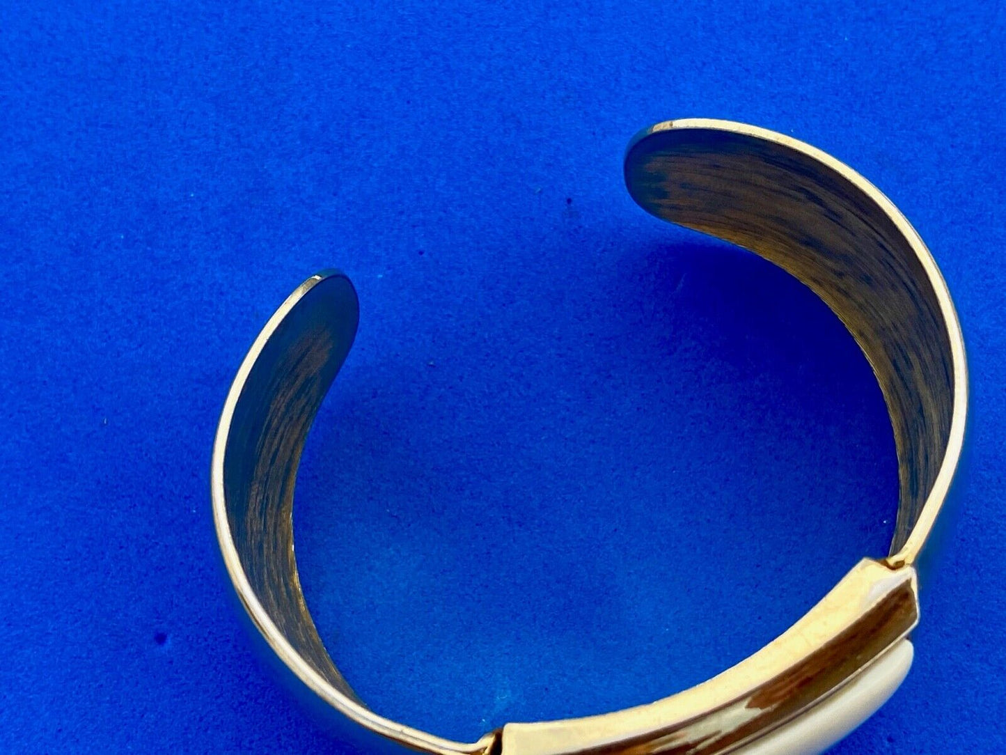 Vintage Avon Cream Lucite Gold Tone Cuff Bracelet Mod