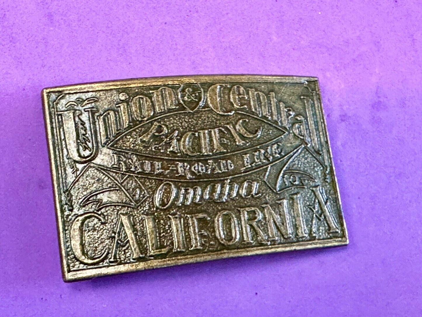 Union Central Pacific Omaha to California Rail Road Trail route belt buckle