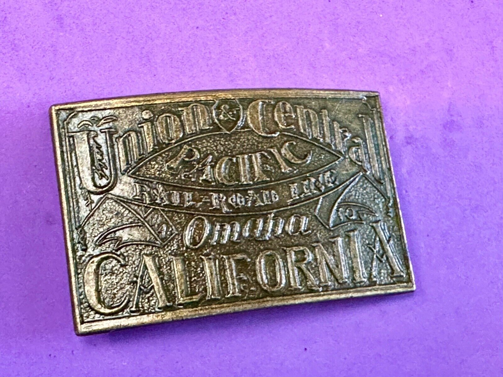Union Central Pacific Omaha to California Rail Road Trail route belt buckle