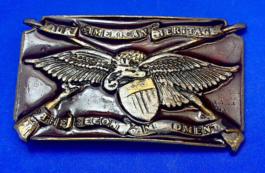 The Second Amendment  Our American Heritage Bergamot 1976 gun rights belt buckle