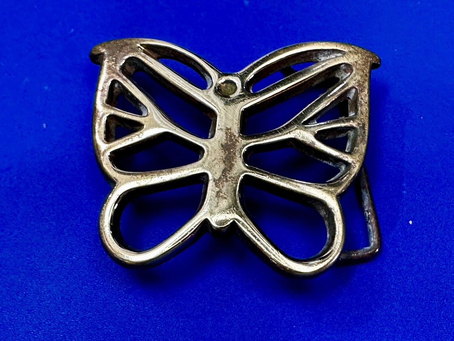70s Butterfly Bug Insect Girl Kid Hippie Boho Animal Art Brass Vtg. Belt Buckle