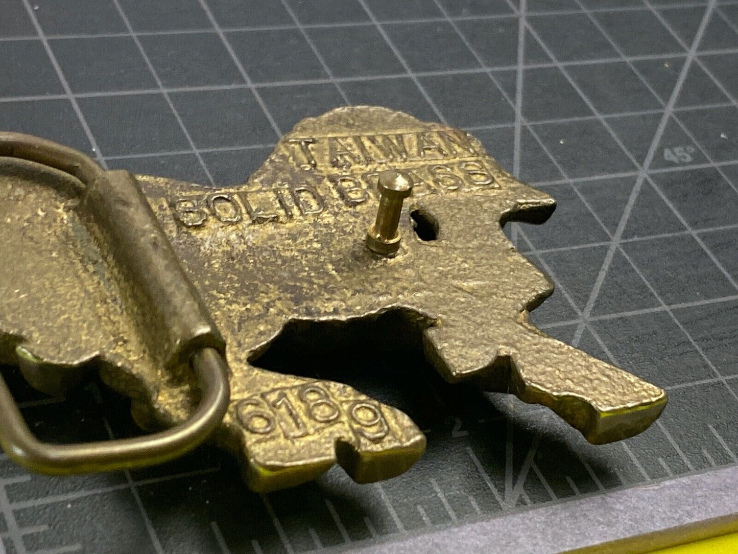 Unicorn Solid Brass Hippy Style Belt Buckle - Signed 6189 Taiwan