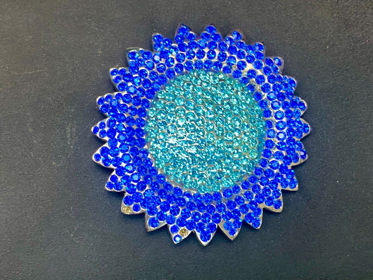 A Blue Green Sea Of Rhinestones - Starburst Cutout Belt Buckle