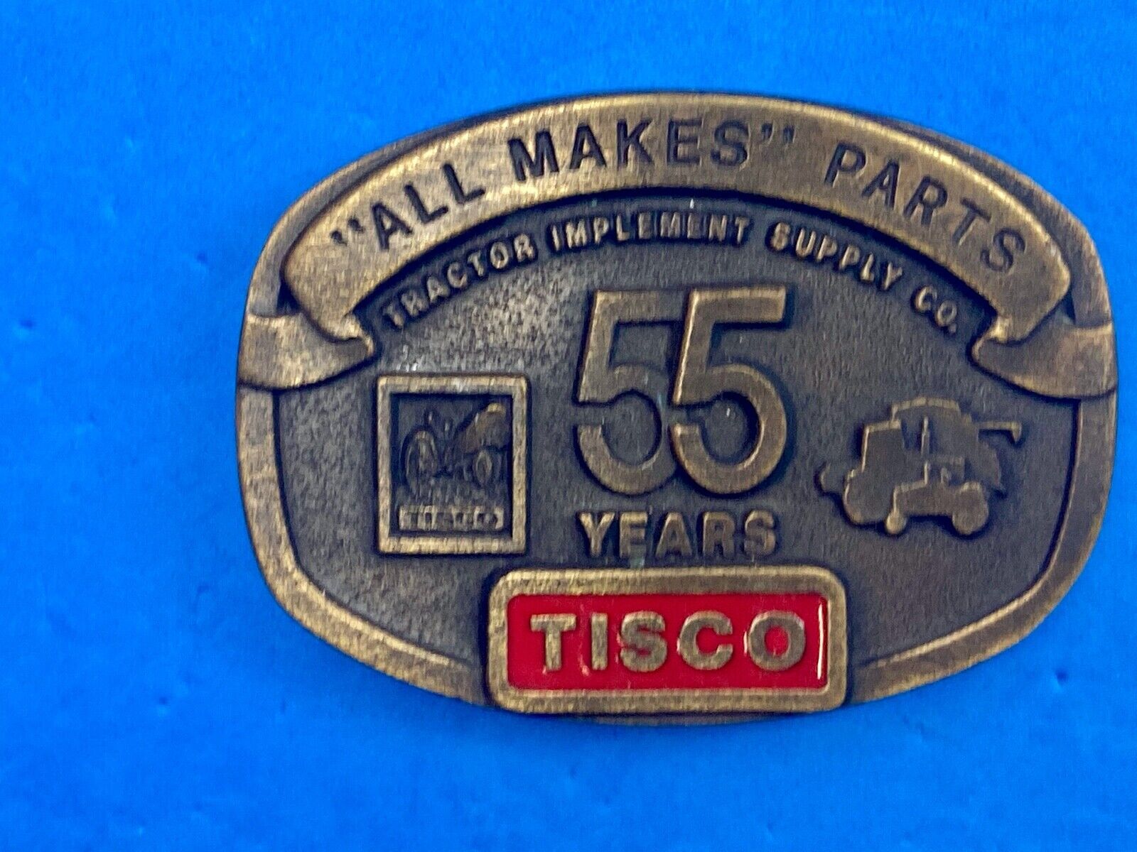 55 years Tisco Tractor Implement Supply Spec Cast Brass Belt Buckle series 2