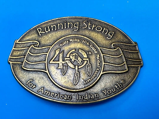 40 years! Native American Indian Youth Running Strong belt buckle