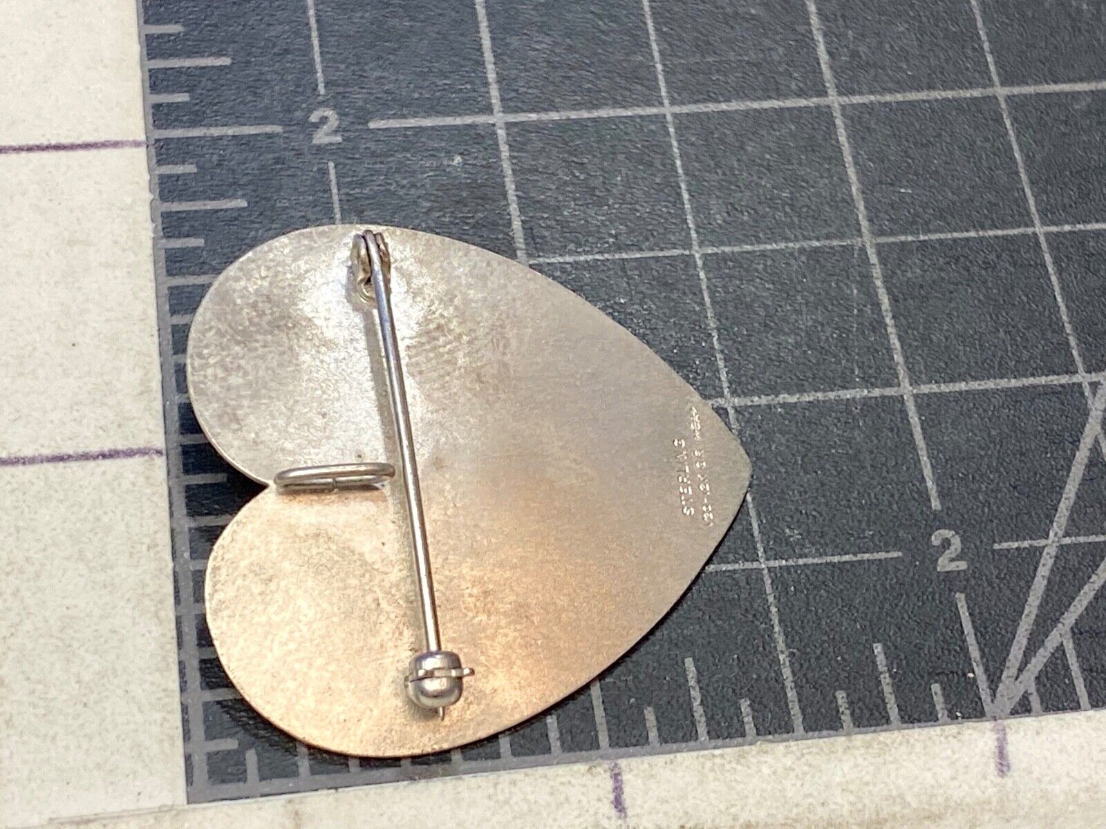 Vintage Heart Shaped Sterling Silver 925 Brooch Pin with Leaf and Pearl 12K GP