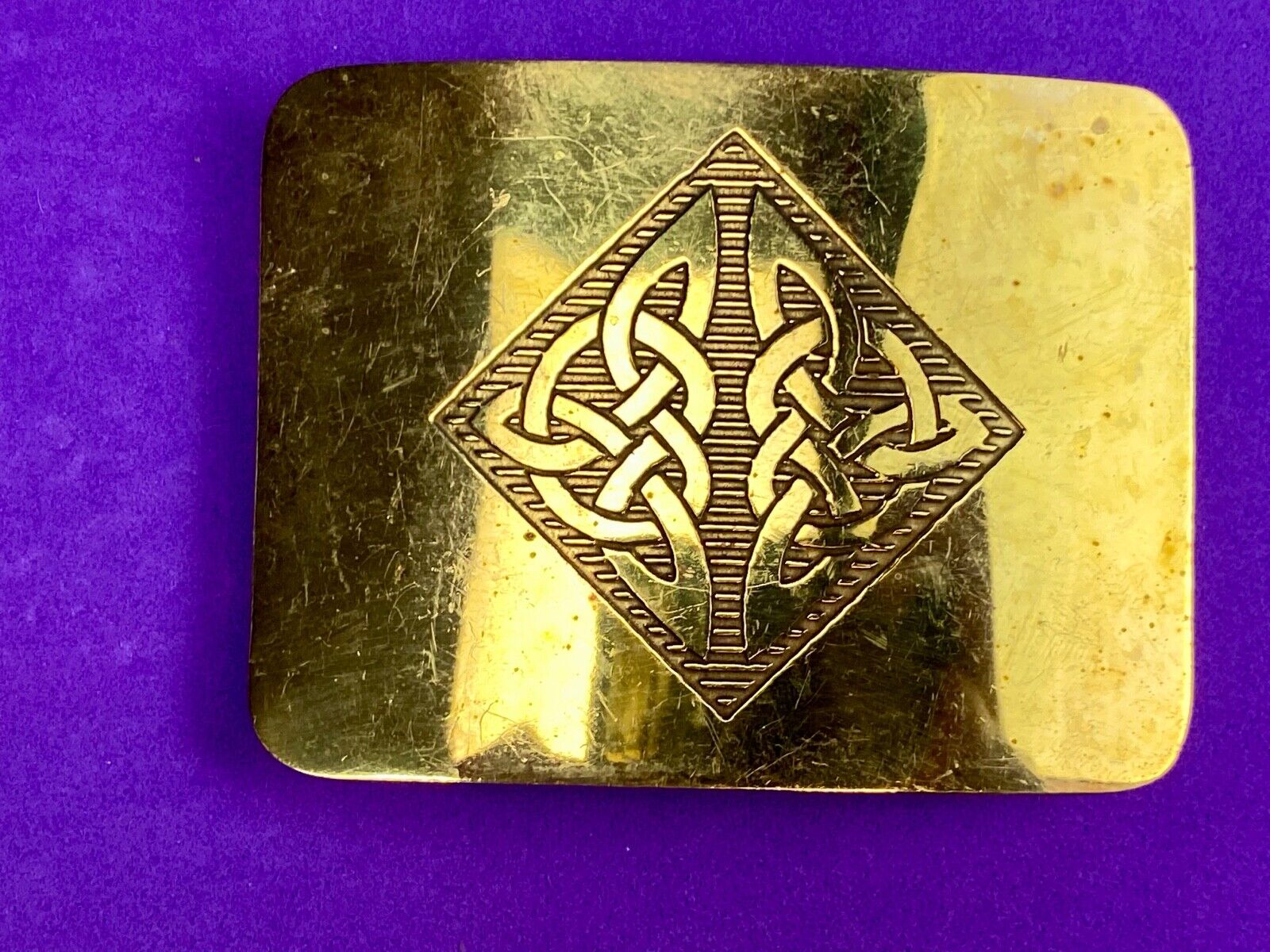 Antique Brass tone BOHO HIPPIE Ornate Lines Pattern Belt Buckle 