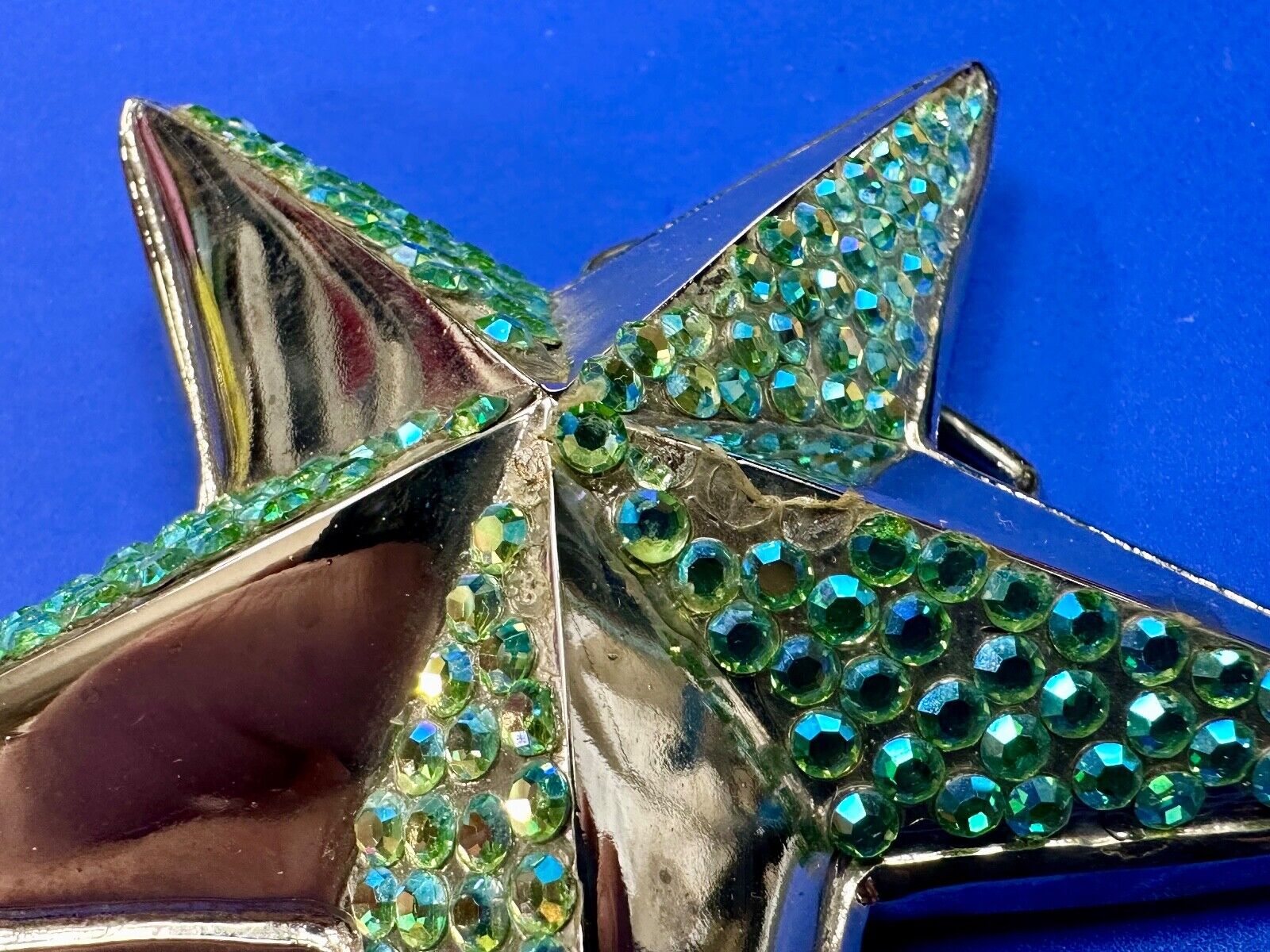 3D STAR dimensional vintage belt buckle by silver star -  missing rhinestone's
