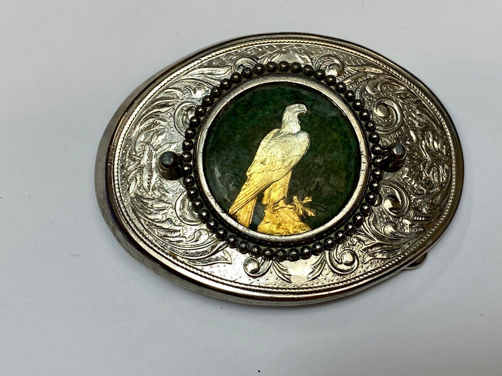 American Bald Eagle Patriotic Artisan Painting Centerpiece Western Belt Buckle
