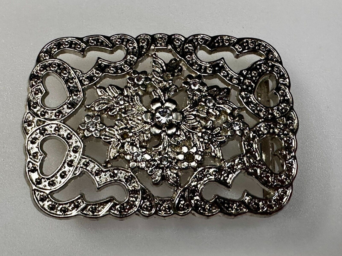 Victorian Style Flower Heart See-Through Ladies Belt Buckle Missing Rhinestone's