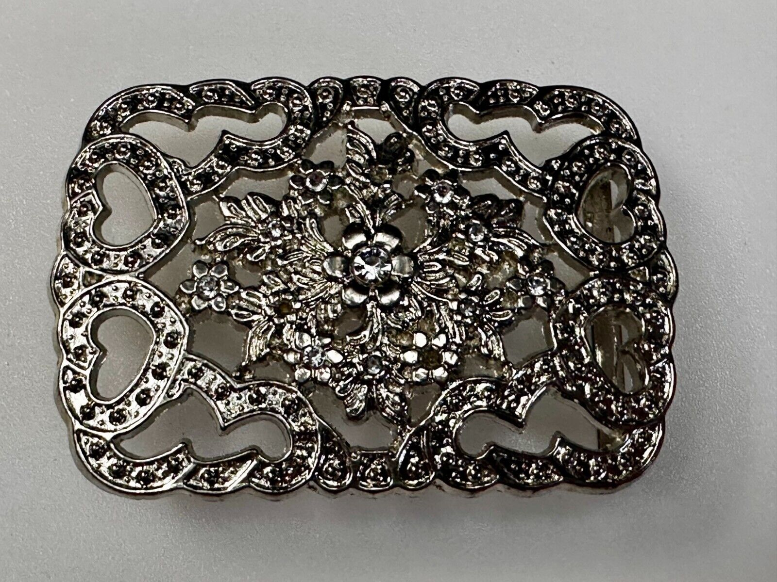 Victorian Style Flower Heart See-Through Ladies Belt Buckle Missing Rhinestone's