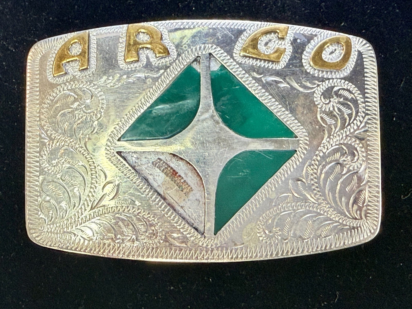 Arco Company?  Inlay Inlaid Western Engraved Vintage Belt Buckle - To Repair
