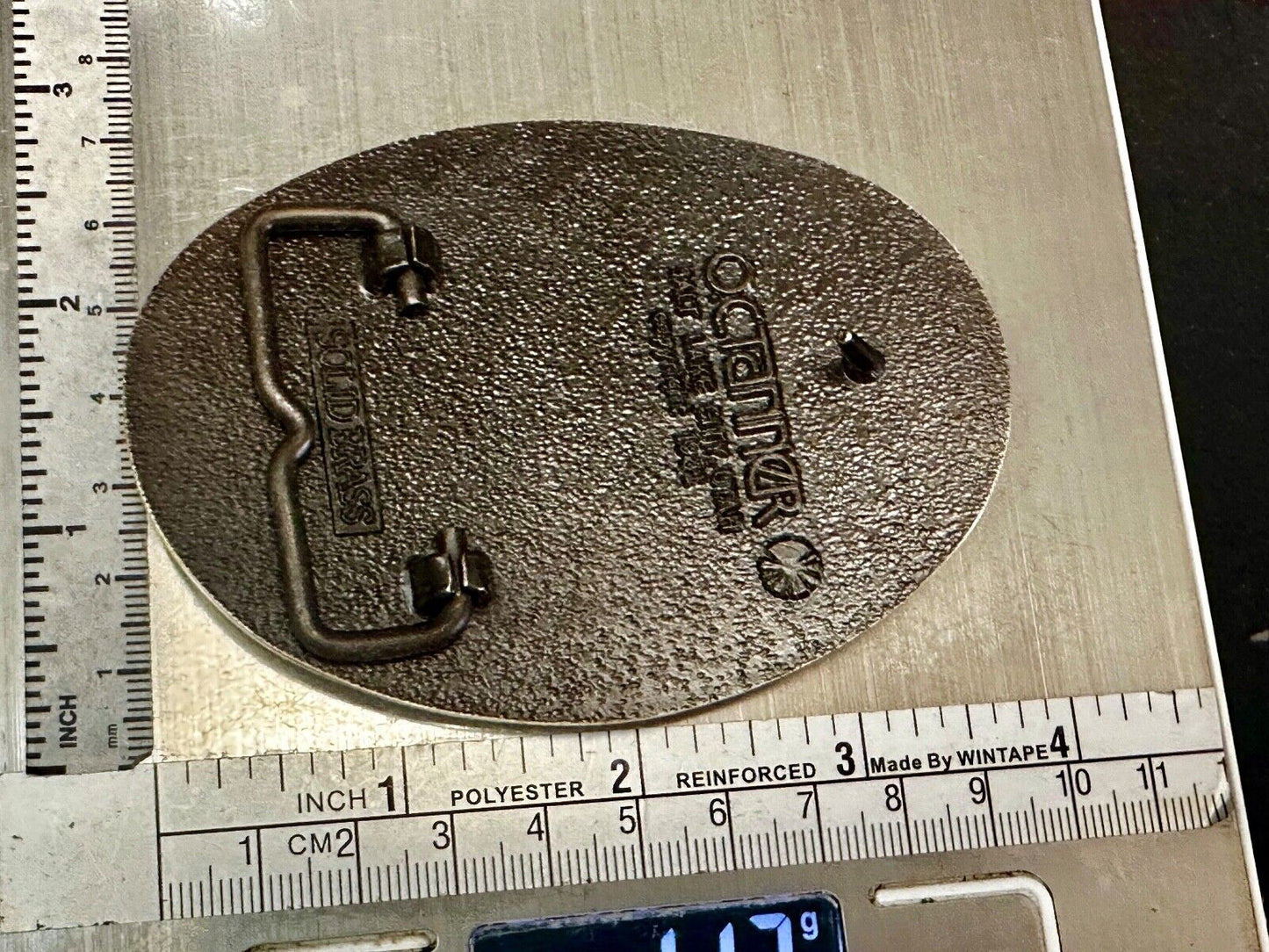 AQUAGLASS  10k Gold Emblem Hunting Dog OC Tanner Solid Brass Belt Buckle in case
