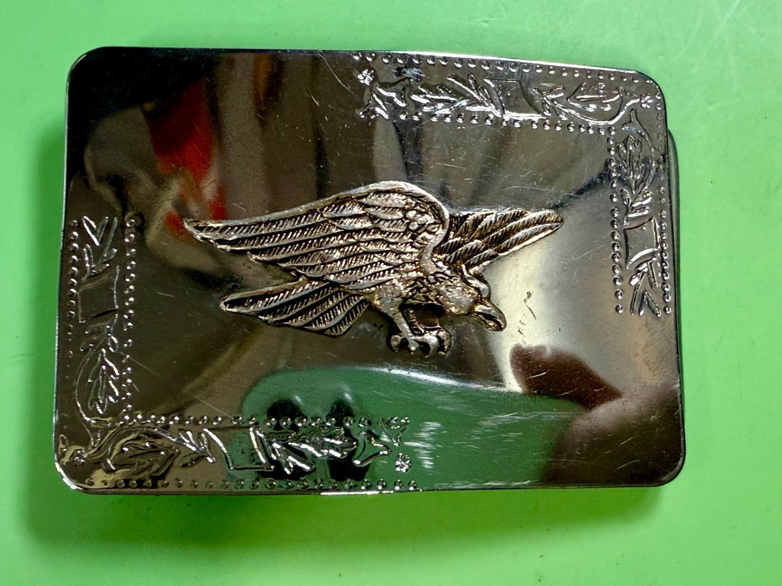 American Eagle Flying Diving Hunting on Reflective Two Tone Western Belt Buckle