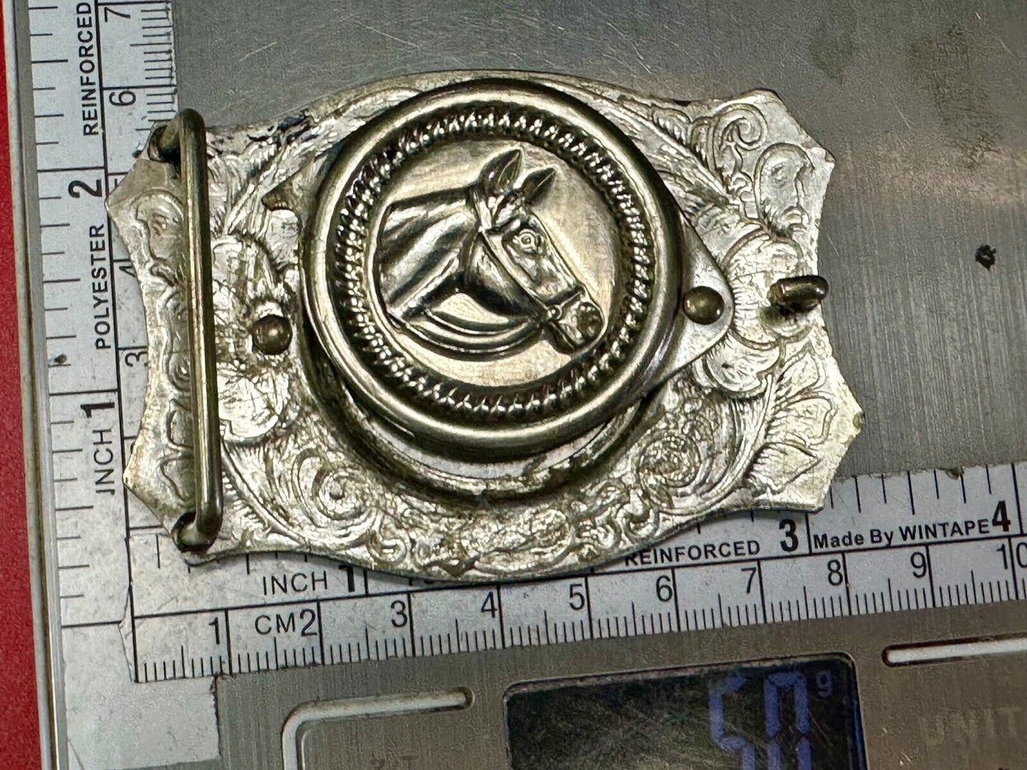 vintage Horse head - Moving Round Blank Coin Style Centerpiece belt buckle