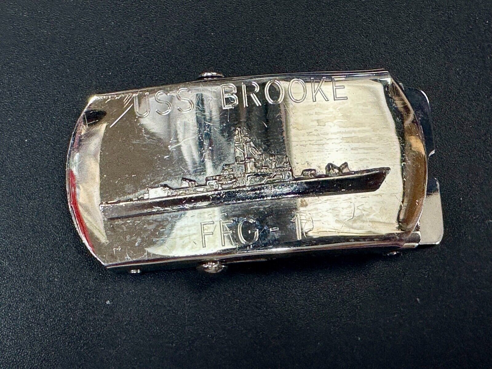 USS Broke FFG  - guided missile frigate United States Navy boat belt buckle