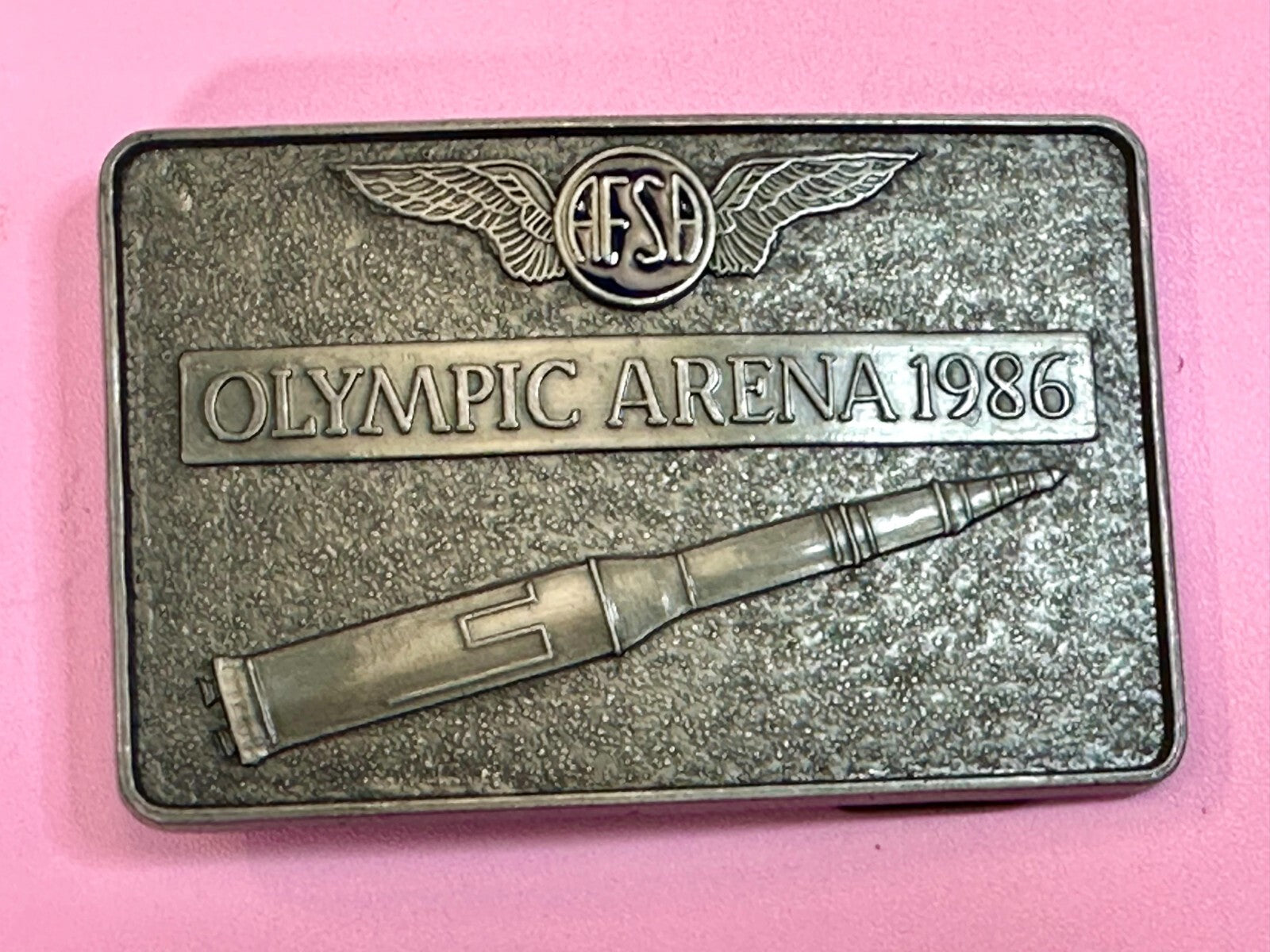 AFSA Air Force Sergeants Association Olympic Arena 1986 Rocket Belt Buckle