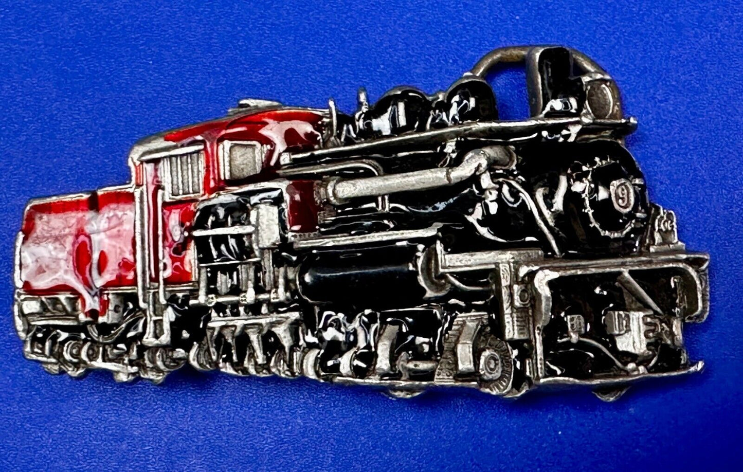 #9 Red Locomotive RailRoad Train Vtg. 1981 The Great American Belt Buckle Co