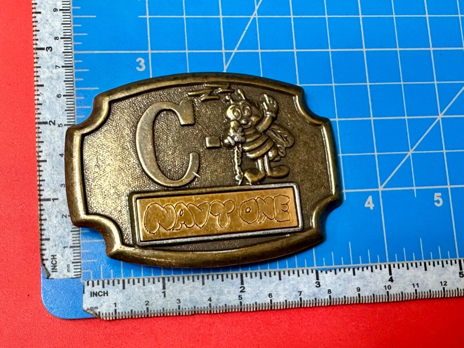U.S. NAVY SEABEE Letter and Animal - COMBAT WARFARE HERO BELT BUCKLE