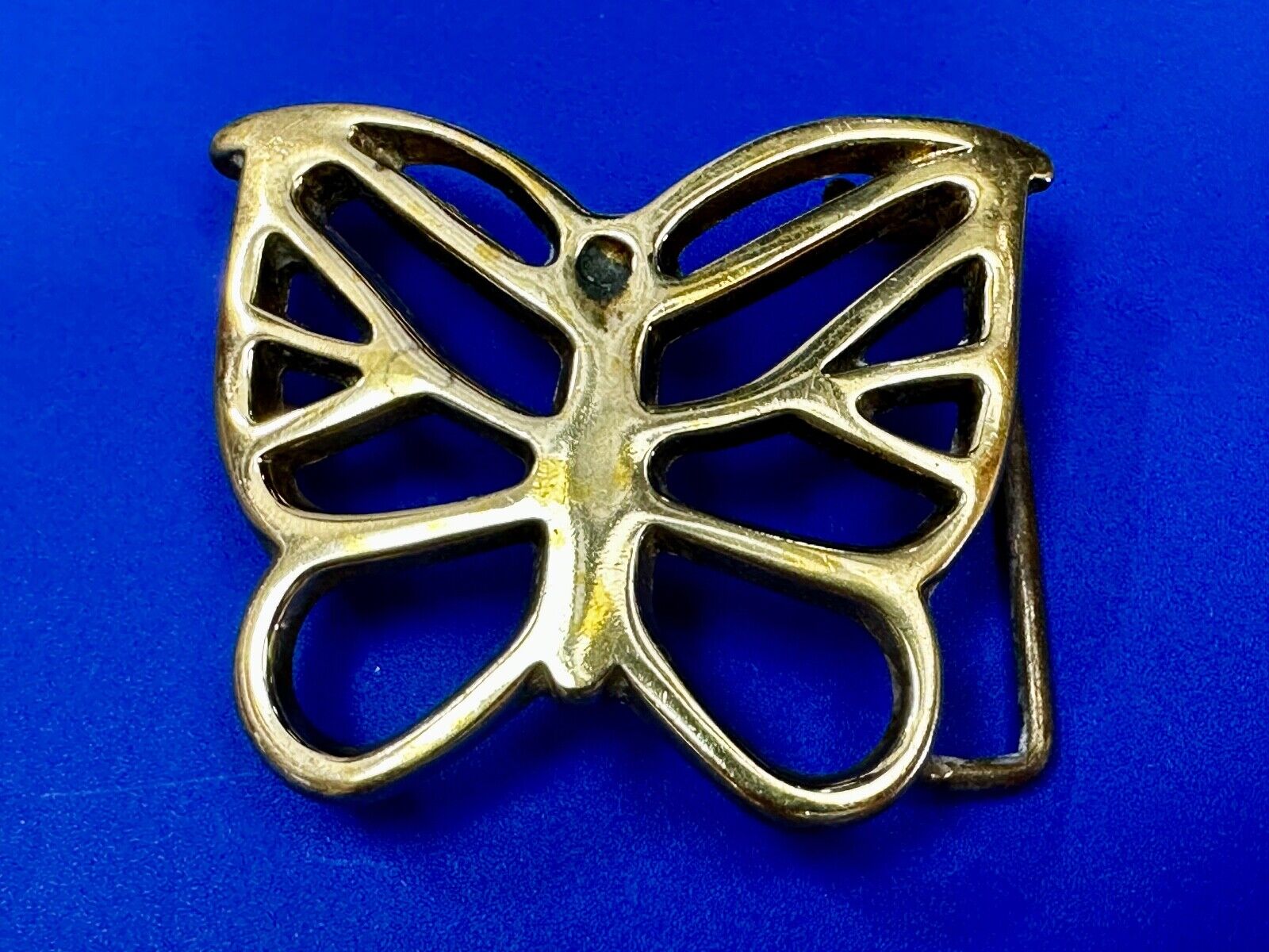 70s Butterfly Bug Insect Girl Kid Hippie Boho Animal Art Brass Vtg. Belt Buckle