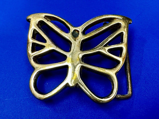70s Butterfly Bug Insect Girl Kid Hippie Boho Animal Art Brass Vtg. Belt Buckle