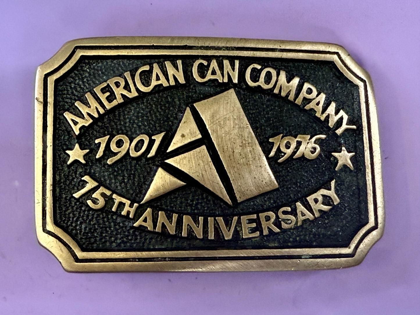 American Can Company 75th Anniversary 1901-1976 Solid Brass Heritage Belt Buckle