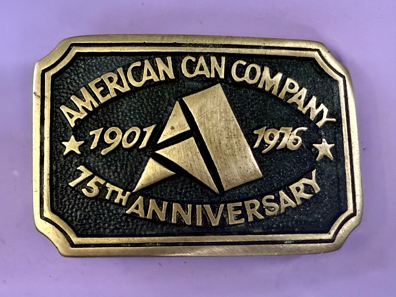 American Can Company 75th Anniversary 1901-1976 Solid Brass Heritage Belt Buckle
