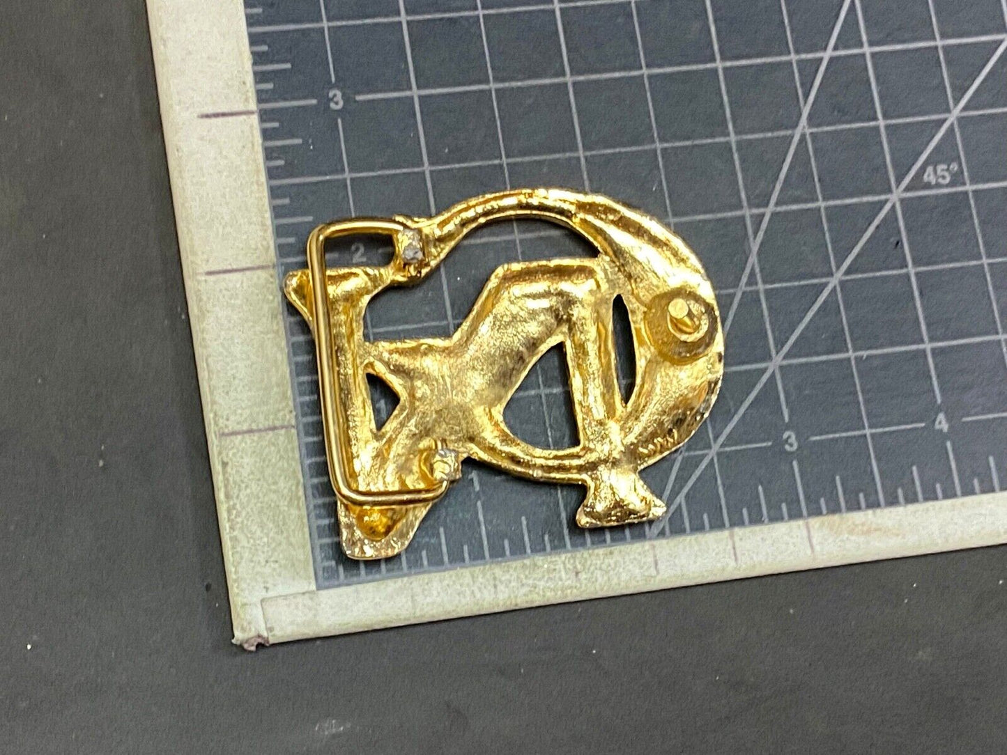 Unknown To Me, Gold Tone Letters Gn Or Cn Cut Out Belt Buckle 