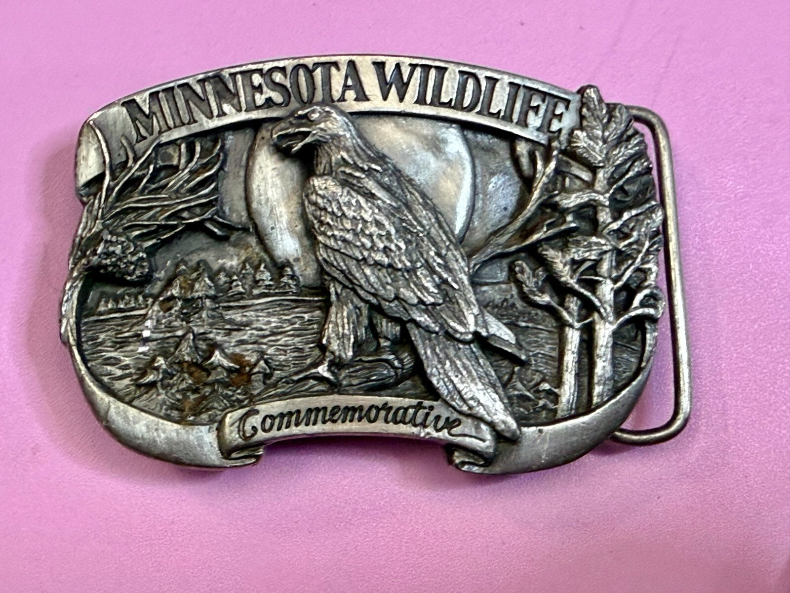 The Bald Eagle Minnesota Wildlife Commemorative 1986 Arrowhead Belt Buckle