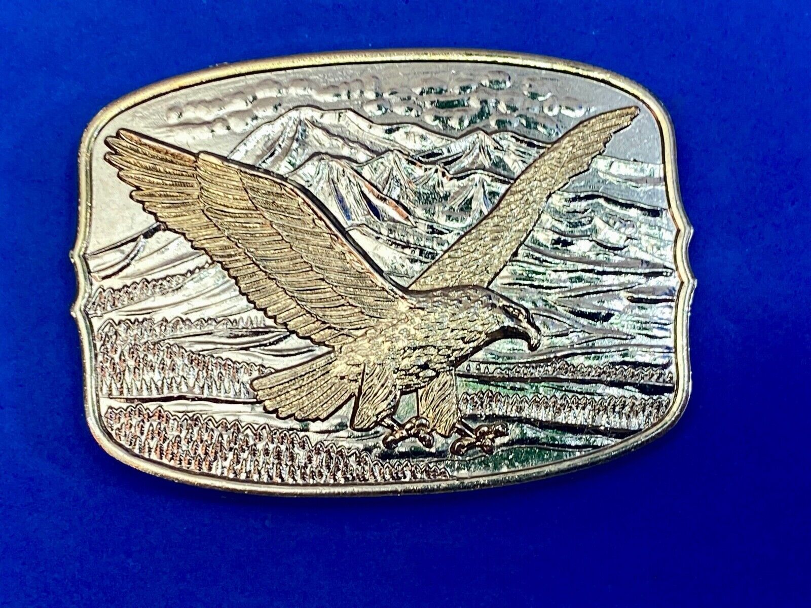 American Eagle Against Mountains Metal Numbered Belt Buckle Country Western