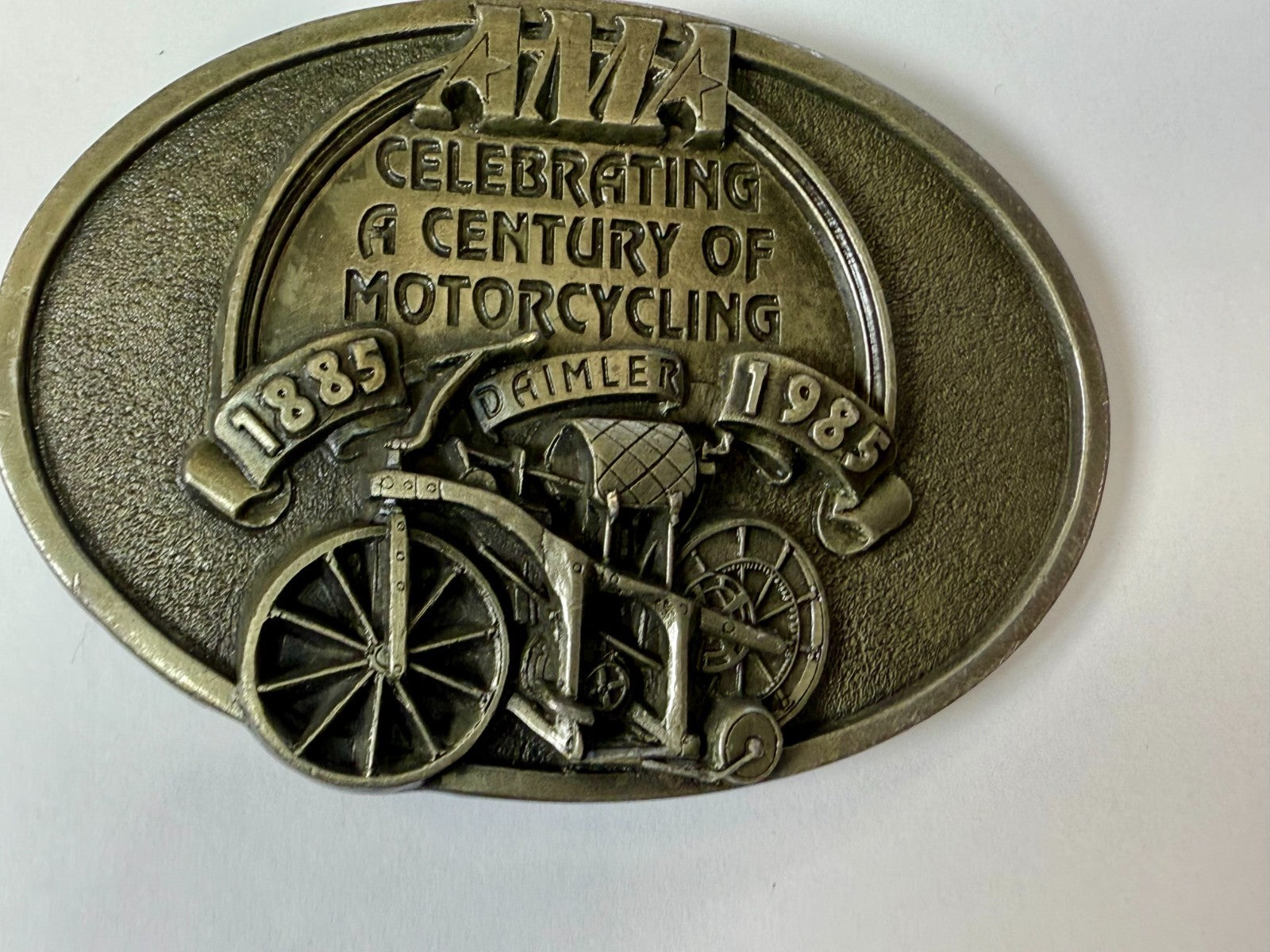 AMA American Motorcyclist Association A Century of Motorcycling Vtg. Belt Buckle