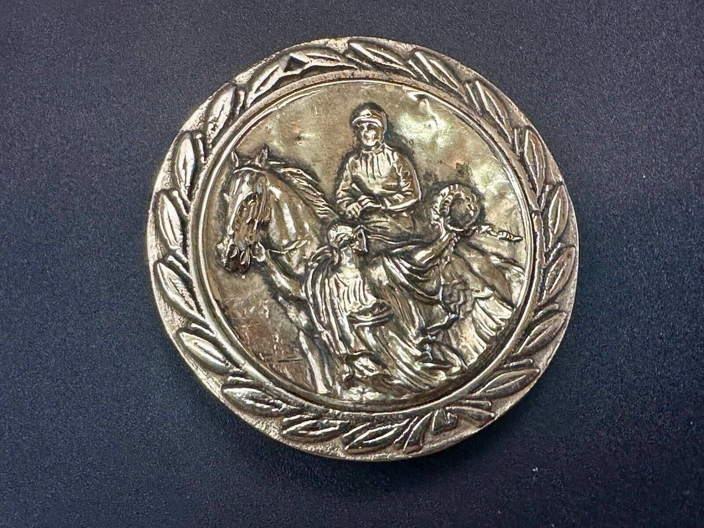 Unique Horse & polo Rider Dress Belt Buckle - Vintage 70s Baron Brass Taiwan